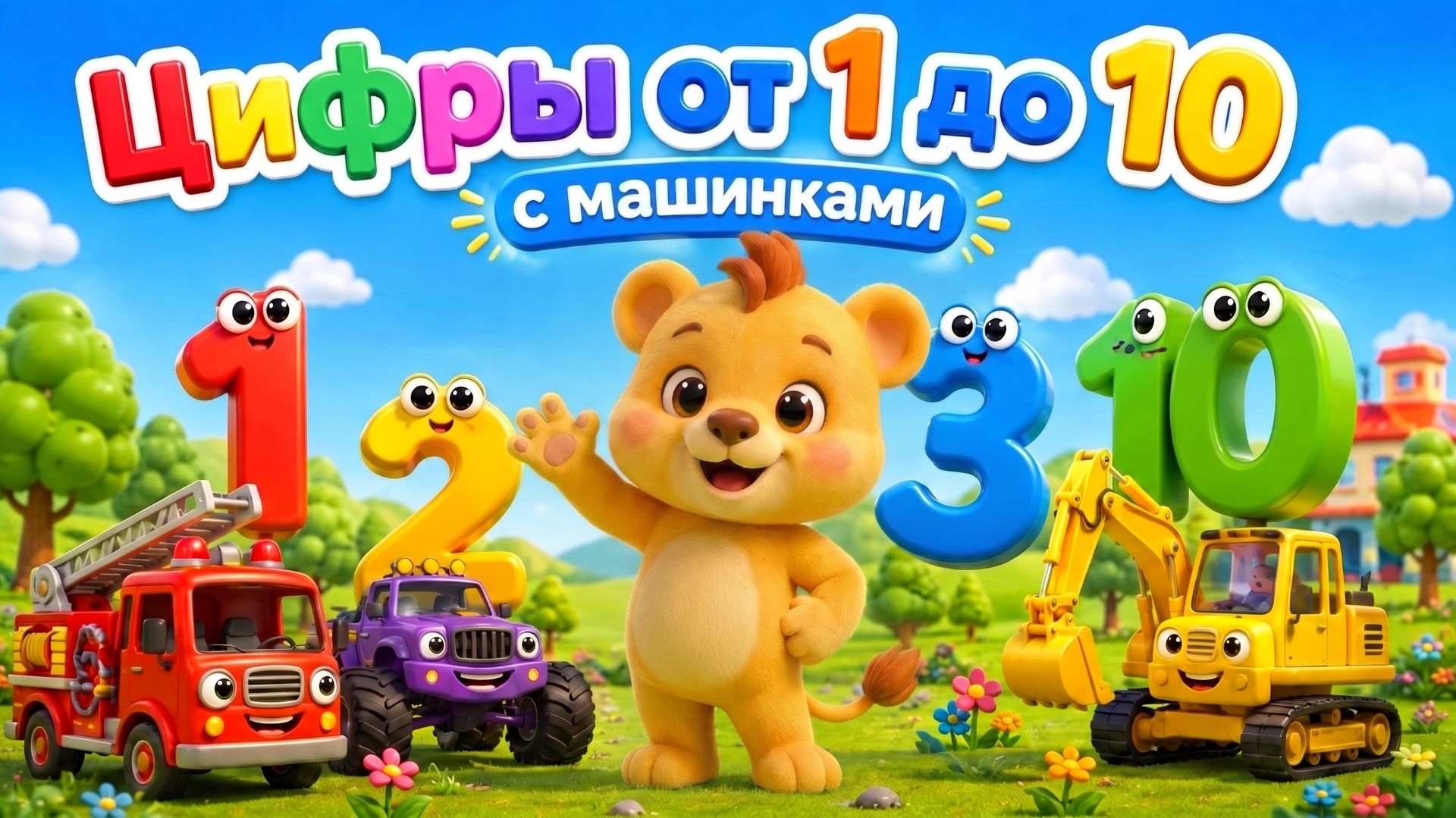 Учим Цифры от 1 до 10 с Машинками! 🚜 | Мультик для малышей
