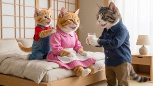 💔🐱 Мама-кошка очень больна — рыжий котёнок и папа-кот заботятся о ней с любовью ❤️ Трогательная