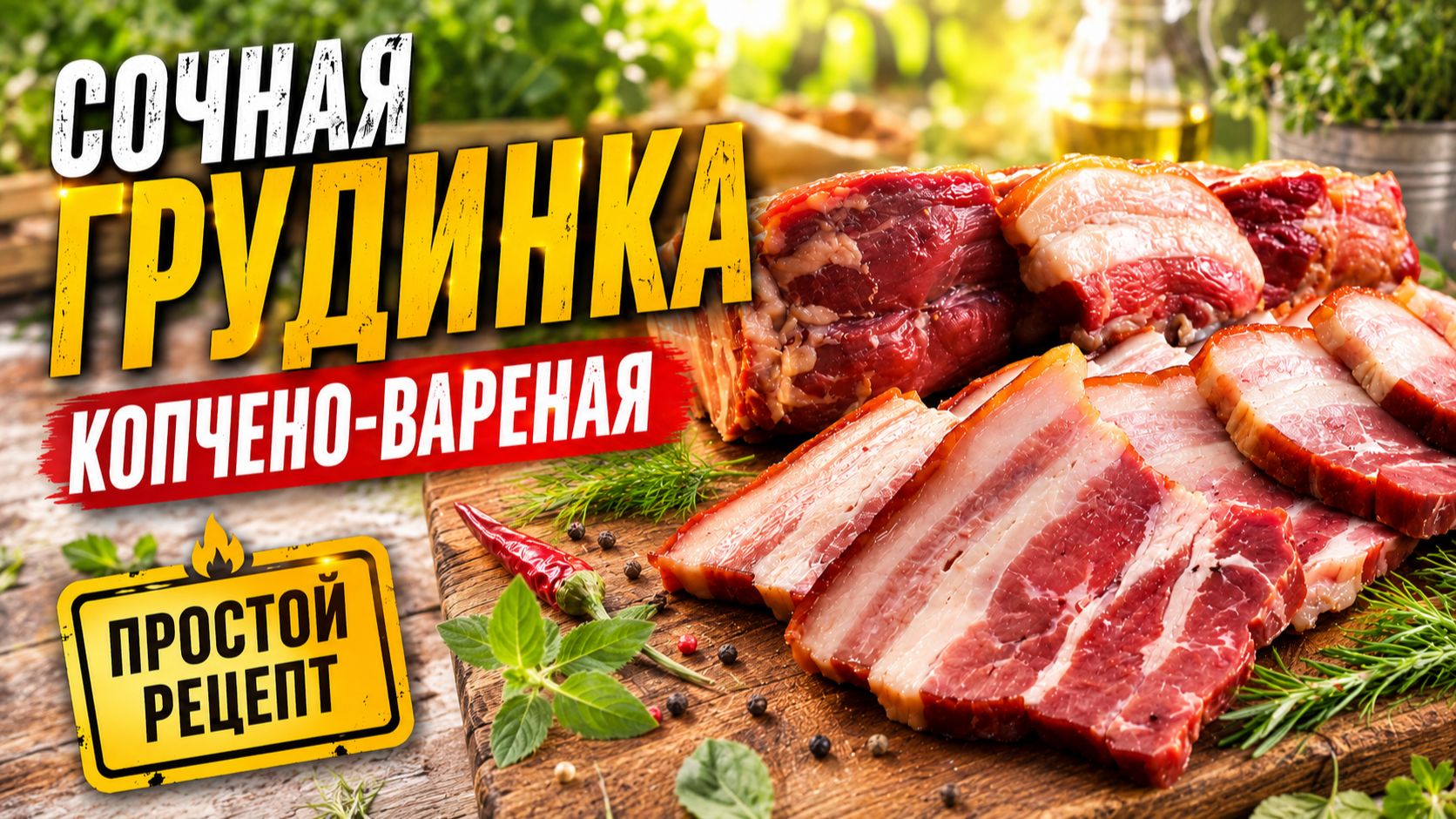 Грудинка как из магазина, только вкуснее! Копчено-вареный рецепт за 3 минуты