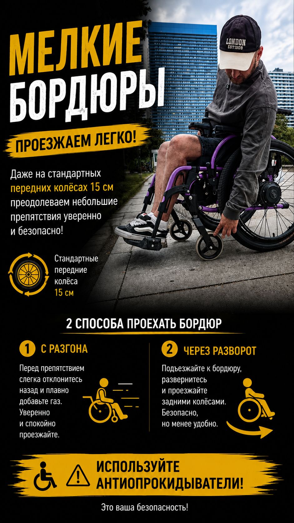 Небольшие бордюры: как проехать безопасно ♿️