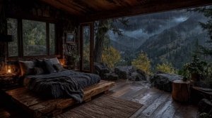 СИЛЬНЫЙ ДОЖДЬ В УЮТНОЙ СПАЛЬНЕ 🌧️🌲 ШУМ ДОЖДЯ ЗА ОКНОМ ДЛЯ СНА И РАССЛАБЛЕНИЯ