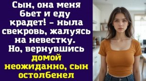 Сын, она меня бьет и еду крадет – ныла свекровь, жалуясь на невестку. Но, вернувшись домой