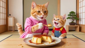 🐱🍮 От сладкой любви к сладким улыбкам# мама-кошка готовит карамельный торт для своего котенка 💖