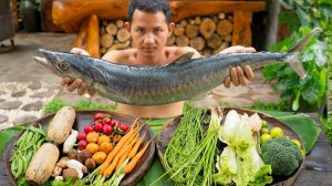 Рецепт крупной морской рыбы на пару с овощами