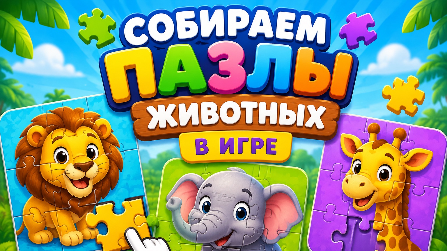 СОБИРАЕМ ВМЕСТЕ ПАЗЛ ЖИВОТНЫХ ! 🧩 ВИДЕО РАЗВИВАШКА ДЛЯ ДЕТЕЙ! 🧒  #Дети #Пазлы