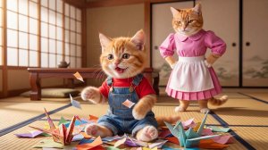 🐱📚 Мама-кошка ушла… Рыжий котенок отказывается учиться и превращает домашние задания в бумажных