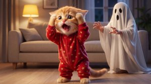 😱 Рыжий котенок ВИДИТ НАСТОЯЩЕЕ ПРИЗРАК!Мама-кошка сопротивляется, чтобы защитить его 👻❤️ #Эмоц