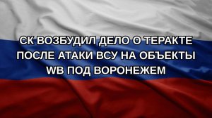 СК возбудил дело о теракте после атаки ВСУ на объекты WB под Воронежем