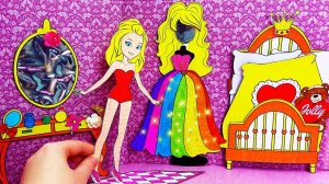 Бумажные куклы 👗 Новое потрясающее радужное платье Джолли и новая спальня