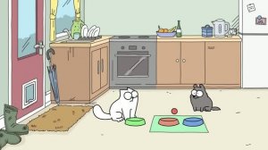 Кот Саймона дома с щенком