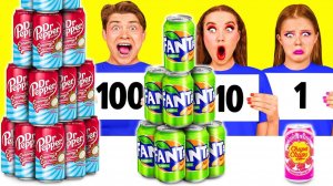 100 Слоев Еды Челлендж # Смешные Рецепты с Едой от DaZaZa Challenge
