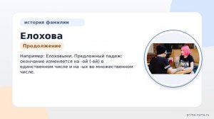 Фамилия Елохова: происхождение, значение и склонение