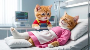 💔🐾 Рыжий котенок заботится о раненой маме-кошке — трогательное спасение, полное слез и любви 😿❤