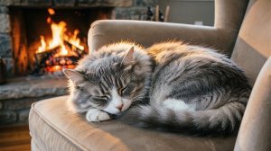 Звуки для сна: мурлыканье кота, дождь и потрескивание камина ⭐ Уютное видео для сна и расслабления