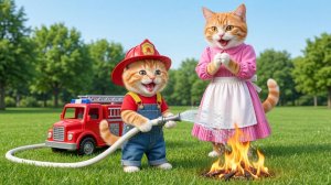 💖🚒 От слез к надежде# мама-кошка упорно трудится, чтобы купить рыжему котенку пожарную машину с