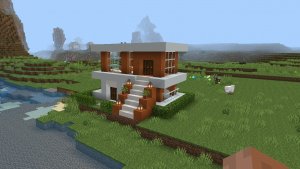 Как построить оранжевый современный дом в Minecraft