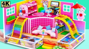 (ЛЕГКО) Постройте двойной бассейн в доме Hello Kitty с двумя водными горками ❤️ Миниатюрный дом