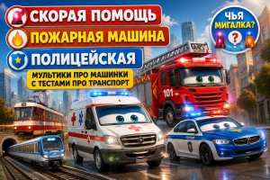 Скорая помощь, пожарная и полицейская машины — мультфильм про транспорт