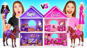 Строим Удивительный Кукольный Домик Барби vs Братц Челлендж # Смешные Челленджи