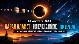 12 августа 2026: парад планет, солнечное затмение и пик Персеид