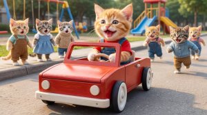 🐱💖 От мечты к рукодельной любви# мама-кошка собирает игрушечную машинку для своего котенка 🚗✨