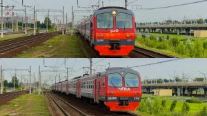 Встреча ЭД4М 0031 и ЭД4МК 0118 «Нева» на перегоне Броневая - Предпортовая. Пл. Ленинский проспект