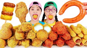 Жареная куриная колбаска Мукбанг