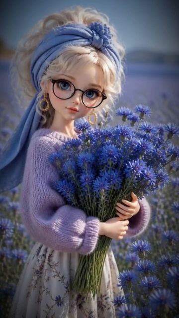 Девушка с букетом 🤗🌹🌸🌼