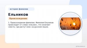 Фамилия Ельников: происхождение, значение и склонение