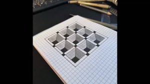 Процесс рисования на бумаге ✏️ Объемный рисунок по клеточкам | всё же просто