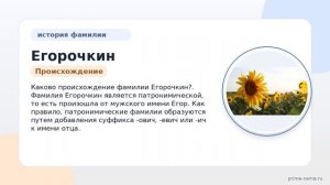 Фамилия Егорочкин: происхождение, значение и склонение