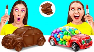 Челлендж. Шоколадная Еда vs Настоящая еда # Сумасшедшие Кулинарные Идеи от KiKi Challenge