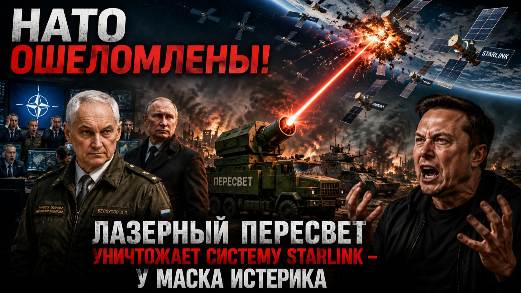 НАТО Ошеломлены! Лазер ПЕРЕСВЕТ Уничтожает систему STARLINK-У Маска Истерика.