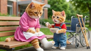 💔🐱 Мама-кошка сломала ногу… Рыжий котенок становится ее маленьким опекуном ❤️ Эмоциональная ист