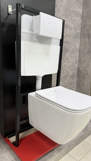 Комплект D&K DI8055119 инсталляция DI8055119, кнопка Venice DB1029016 белая, унитаз WAVE Quadro XL