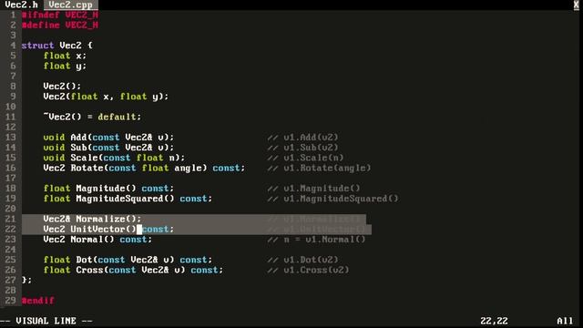 032. Vec2 C++ Header File
