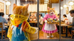 😱🐱 Мама забыла поесть… Рыжий котёнок спешит ей поесть как раз вовремя!💖🥗