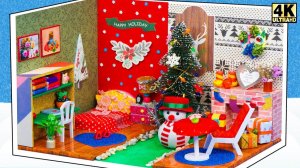 Миниатюрный картонный домик своими руками №12 💝 Рождественский декор дома со спальней и уютной