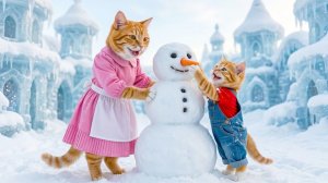 😭 Волшебный сюрприз мамы-кошки… Котенок впервые видит снег, и мечты сбываются ❄️⛷️