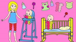 Бумажная кукла для няни для близнецов 🍼 Бумажный игровой набор