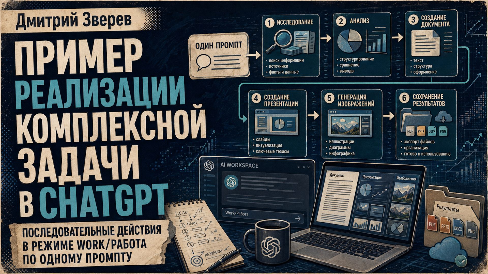 Пример реализации комплексной задачи в режиме WorkРабота ChatGPT по одному промпту
