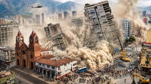 Землетрясение 7.4 в Колумбии! Массовое обрушение зданий! Люди под завалами!