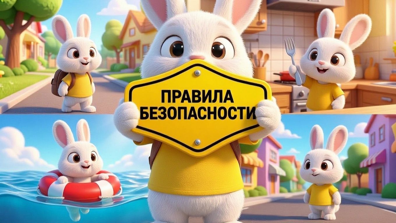 Уроки БЕЗОПАСНОСТИ для детей с Зайкой 🚨 Правила поведения дома и на улице