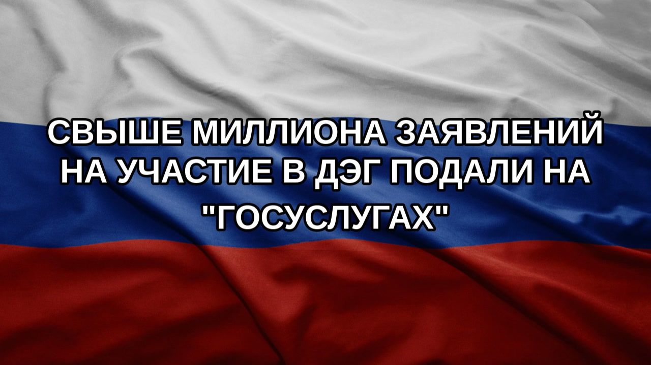 Свыше миллиона заявлений на участие в ДЭГ подали на 