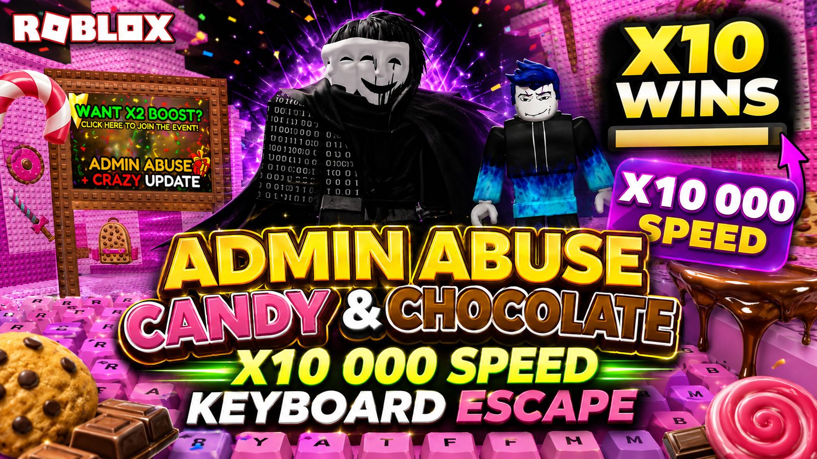 🔥 ТАКОЙ ADMIN ABUSE Я ЕЩЁ НЕ ВИДЕЛ! X10 WINS + X10 000 SPEED | Roblox +1 Speed Keyboard Escape