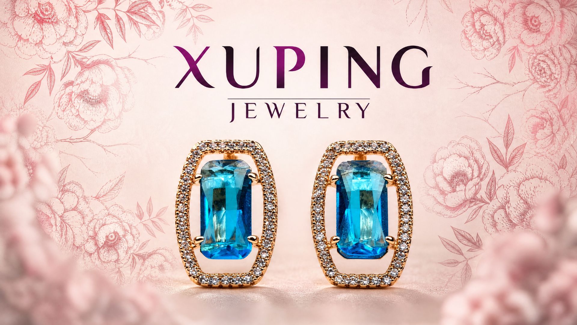 Серьги, XUPING Jewelry (Позолота, Цирконы,) Голубой, (Клэр), X1-040