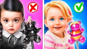 У Уэнсдей и Энид появились дети# Хороший vs плохой ребенок! Как построить секретную комнат