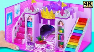 Строим замок Золушки 🏰 с удивительной фиолетовой спальней и гостиной из картона для хомяка