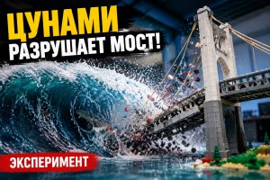 Обрушение моста из Lego: цунами и эксперимент с волновой машиной