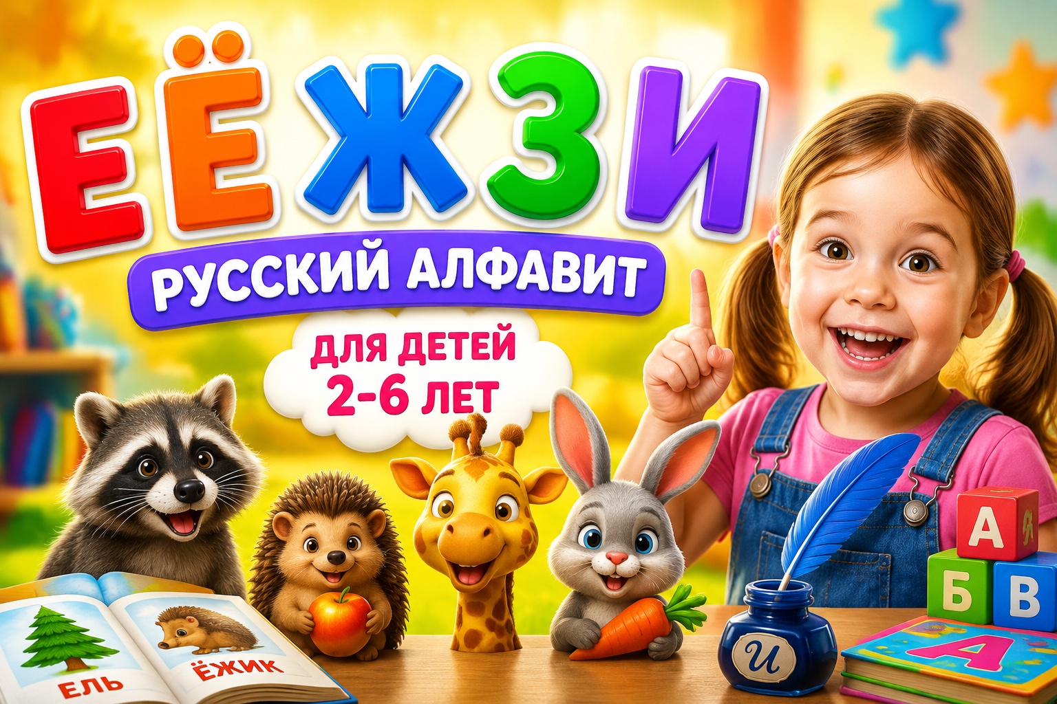 Буквы Е, Ё, Ж, З, И | Русский алфавит для детей 2–6 лет